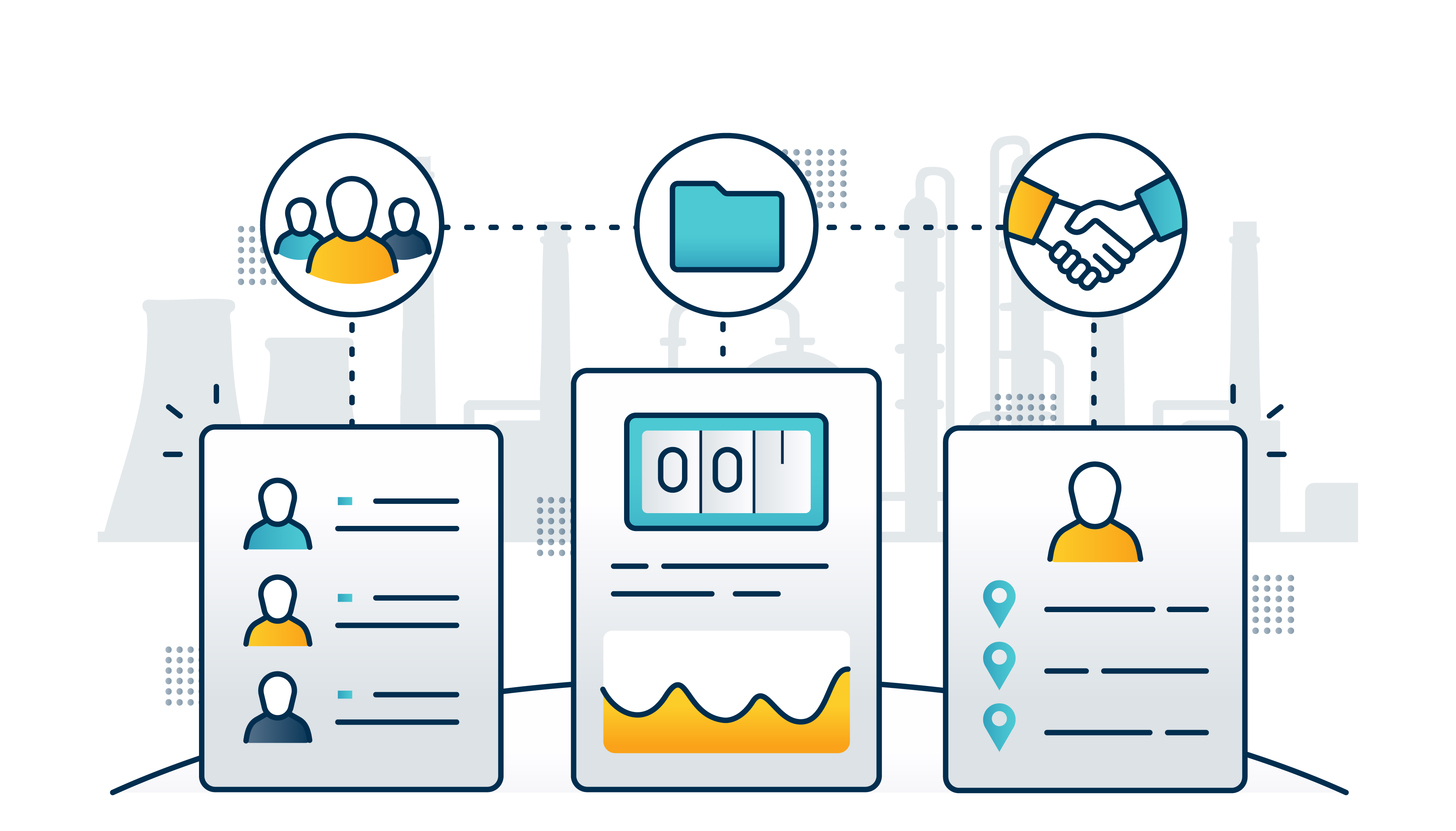 graphic with many separate modules making up a web dashboard
