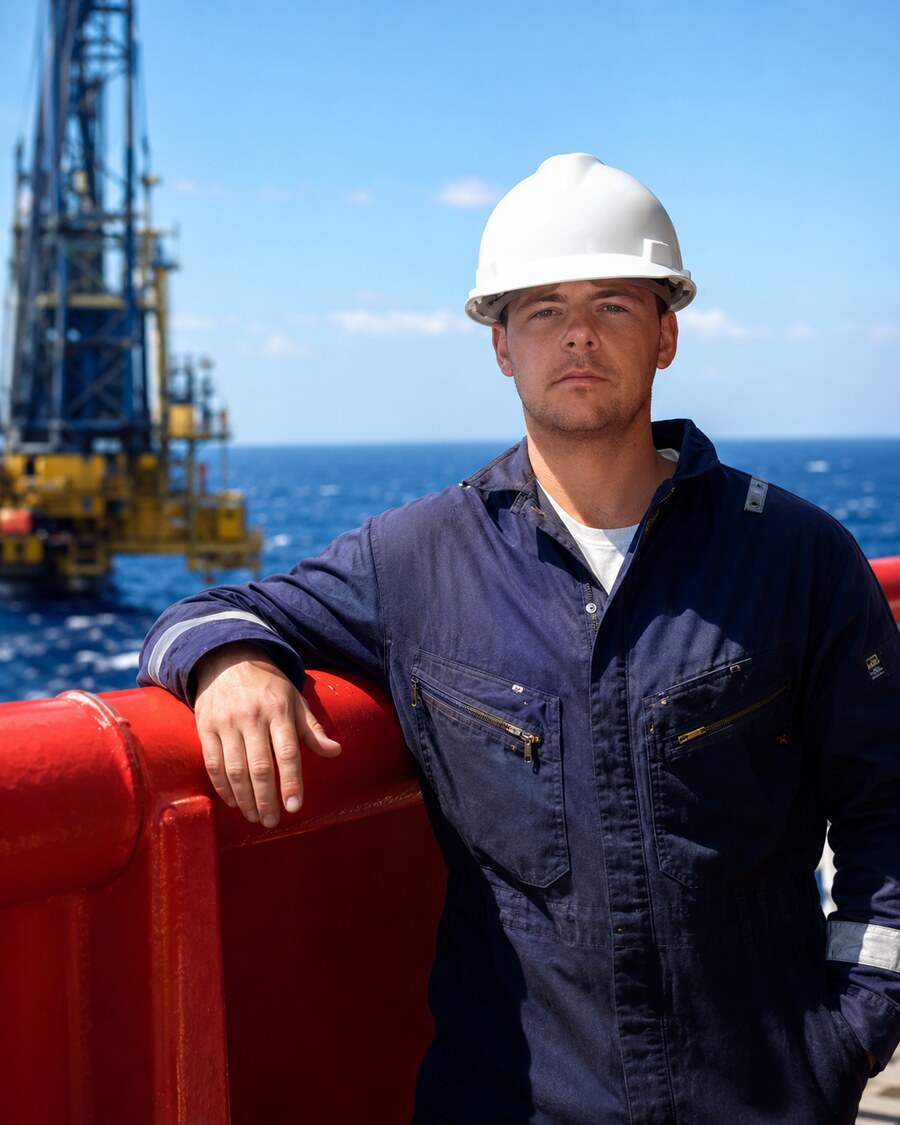 Kevin Bett, AgileNDT founder, wearing PPE on an offshore platform