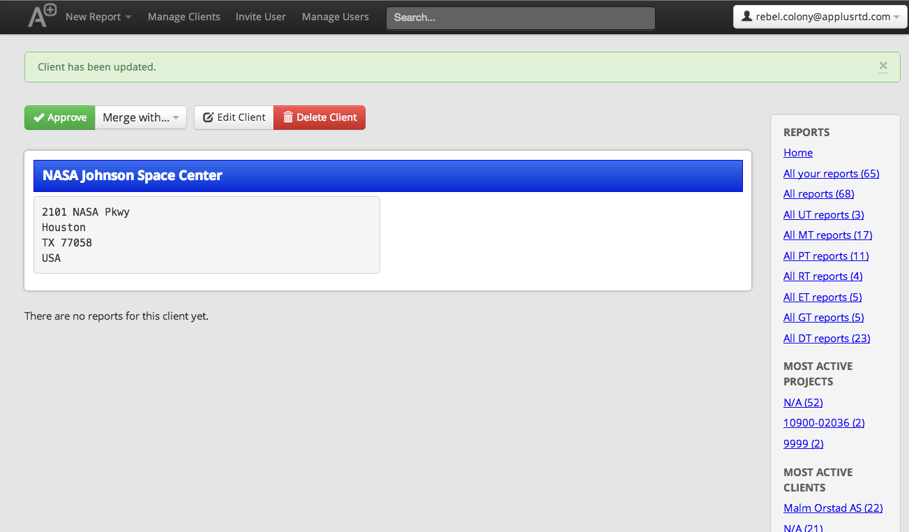 agile ndt client interface