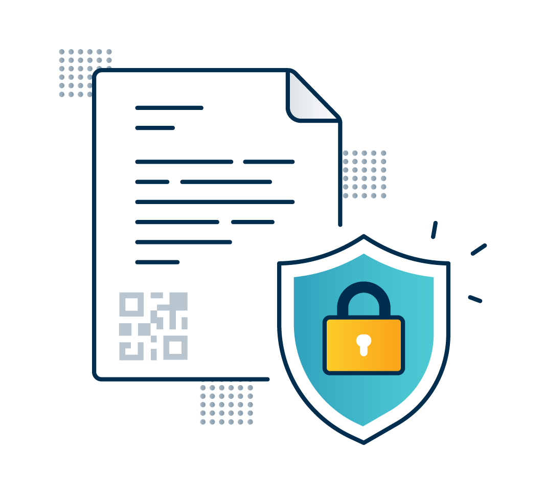 Shield icon overlaying a calibration certificate